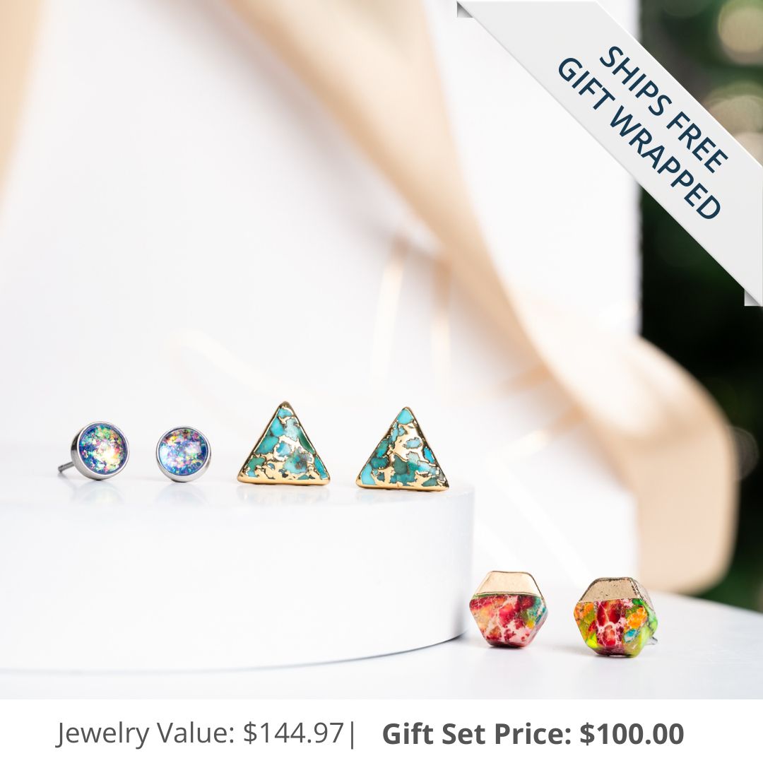 Ellie Triangle Turquoise Studs