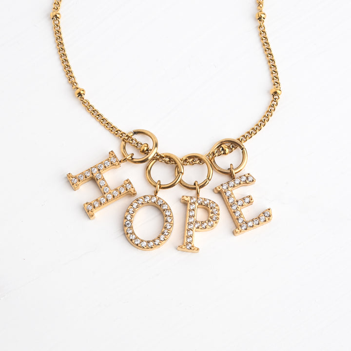 Initial Gold Necklace- Four Charms