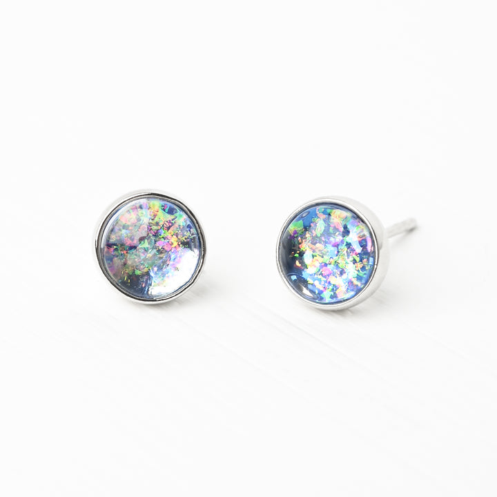 Lora Lavender Silver Stud Earrings