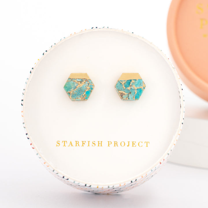 Oasis Turquoise and Gold Studs