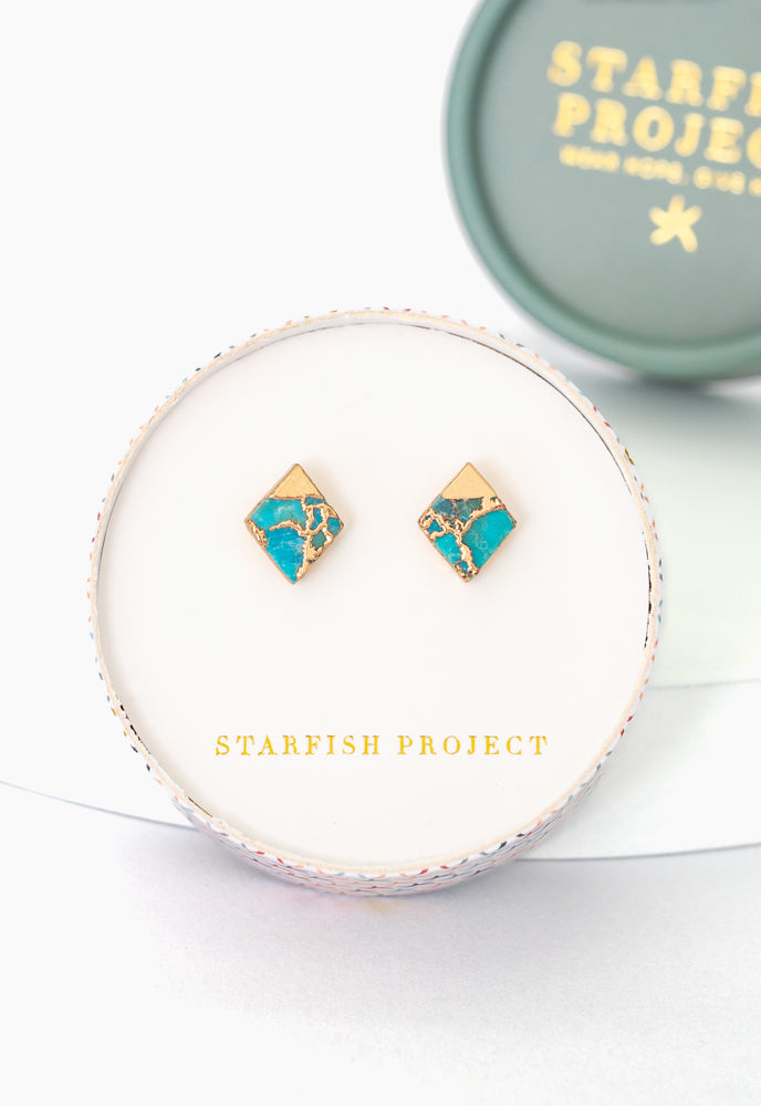 Desert Bloom Diamond Turquoise Studs