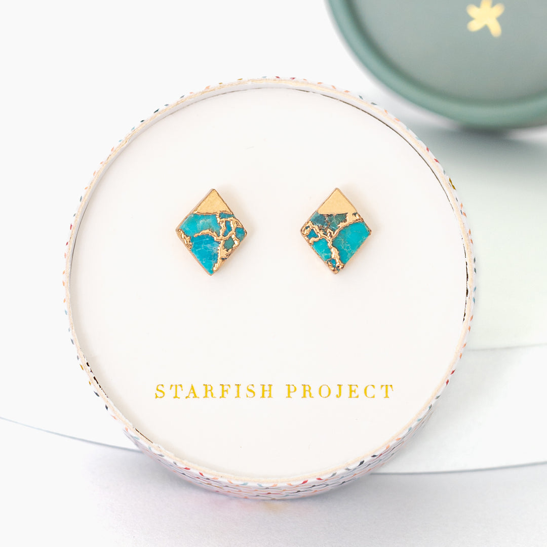 Desert Bloom Diamond Turquoise Studs