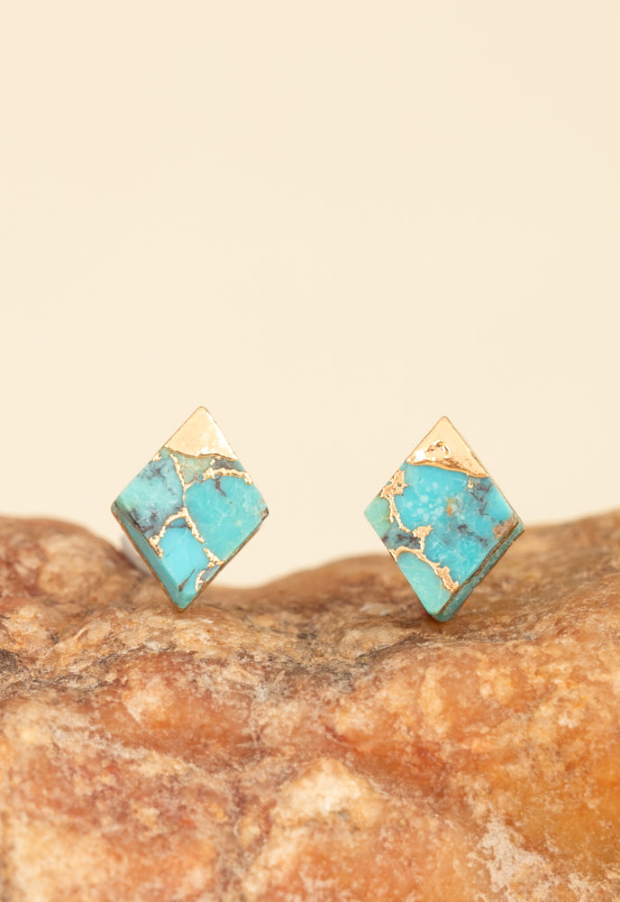 Desert Bloom Diamond Turquoise Studs