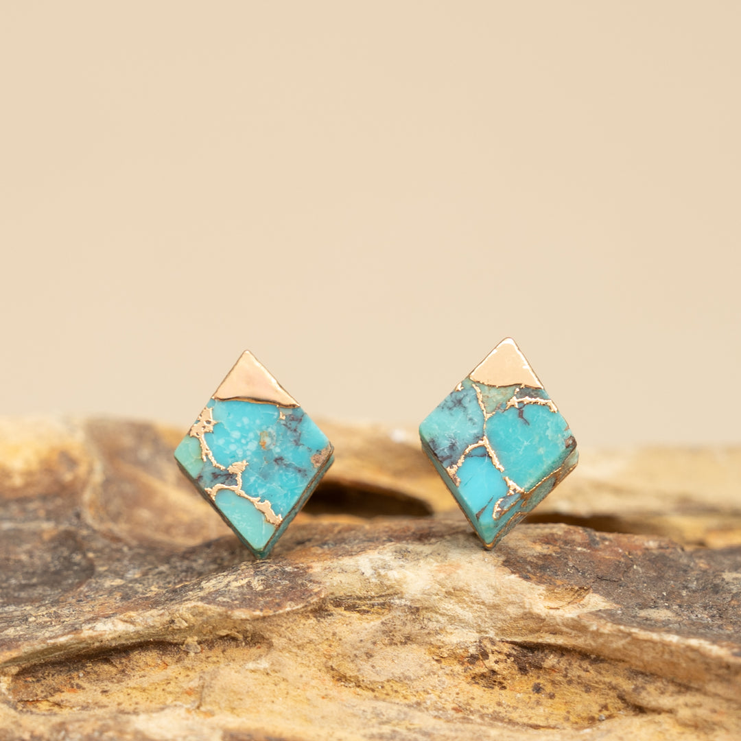 Desert Bloom Diamond Turquoise Studs