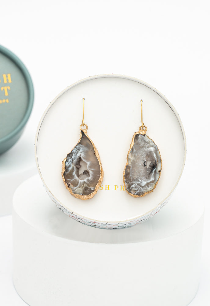 Natural Beauty Agate and Gold Earrings