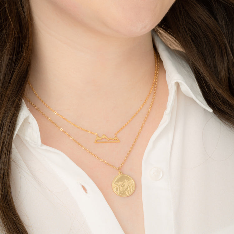 Mountain Adventure Necklace in Gold