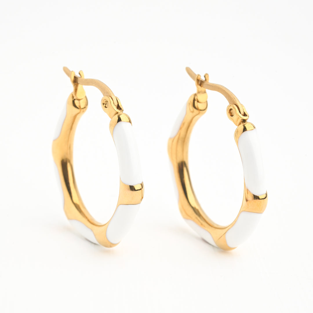 Mint + Ivory  Enamel Hoop Earring Set