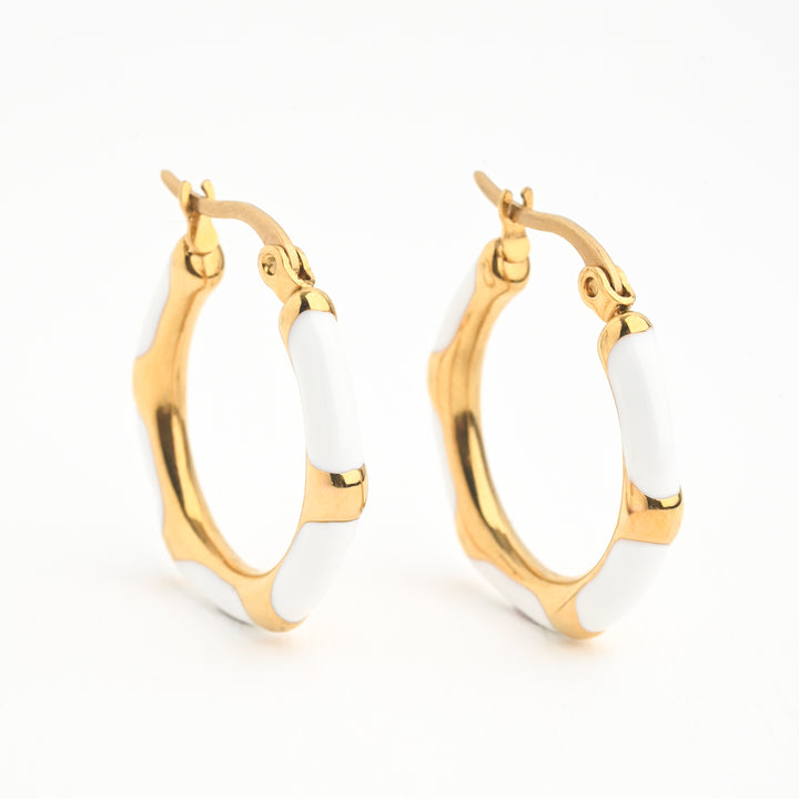 Mint + Ivory  Enamel Hoop Earring Set