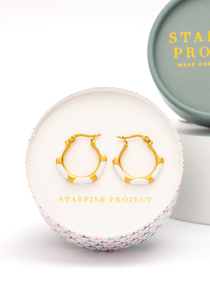 Ivory & Gold Hoops