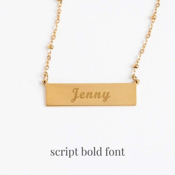 Engravable Gold Bar Necklace