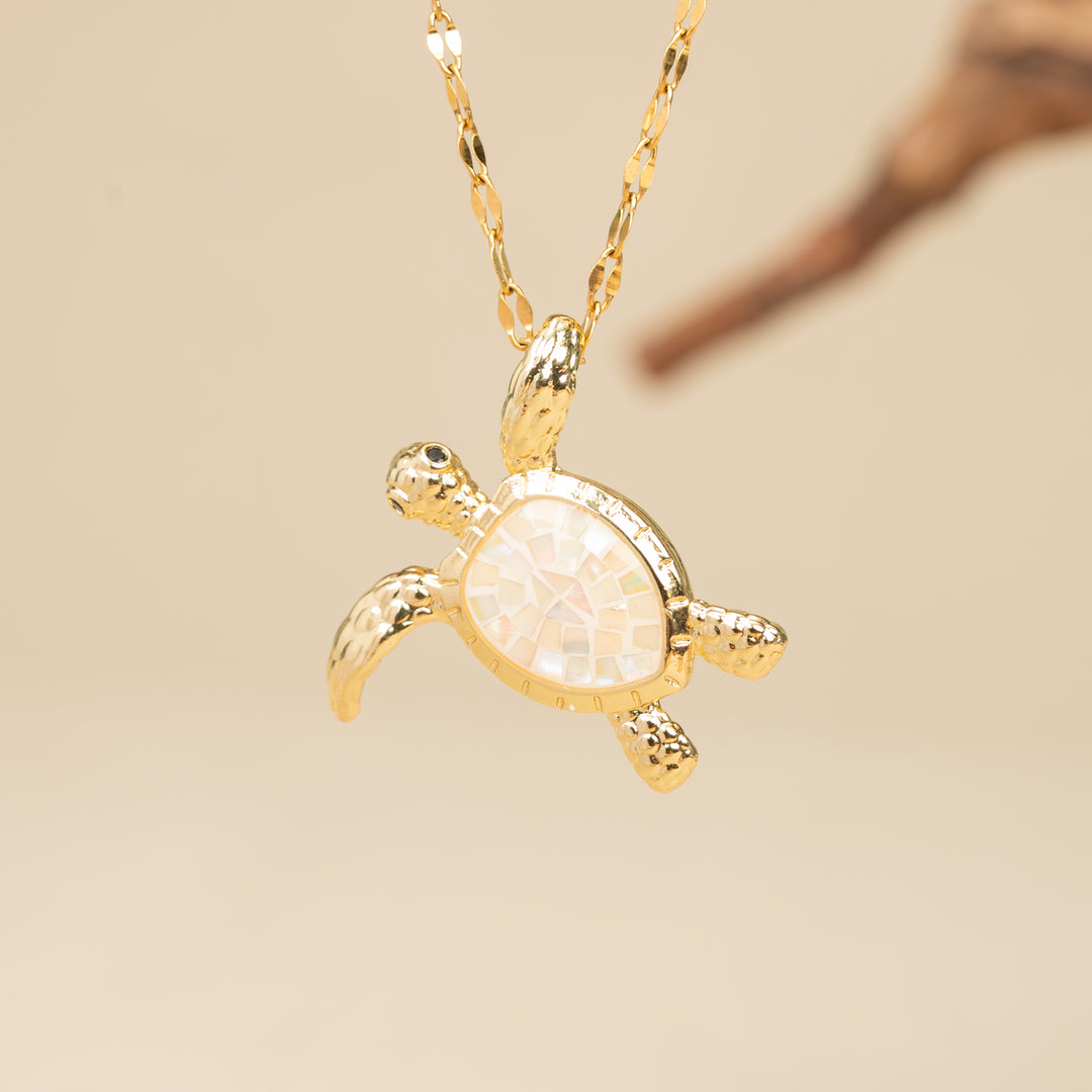 Turtle Necklace in Mother of Pearl