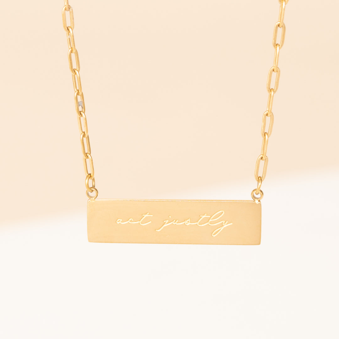 Give Mercy Gold Bar Necklace