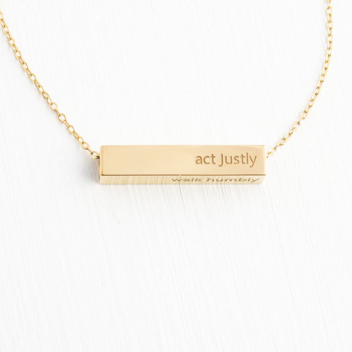 Walk Humbly Bar Necklace