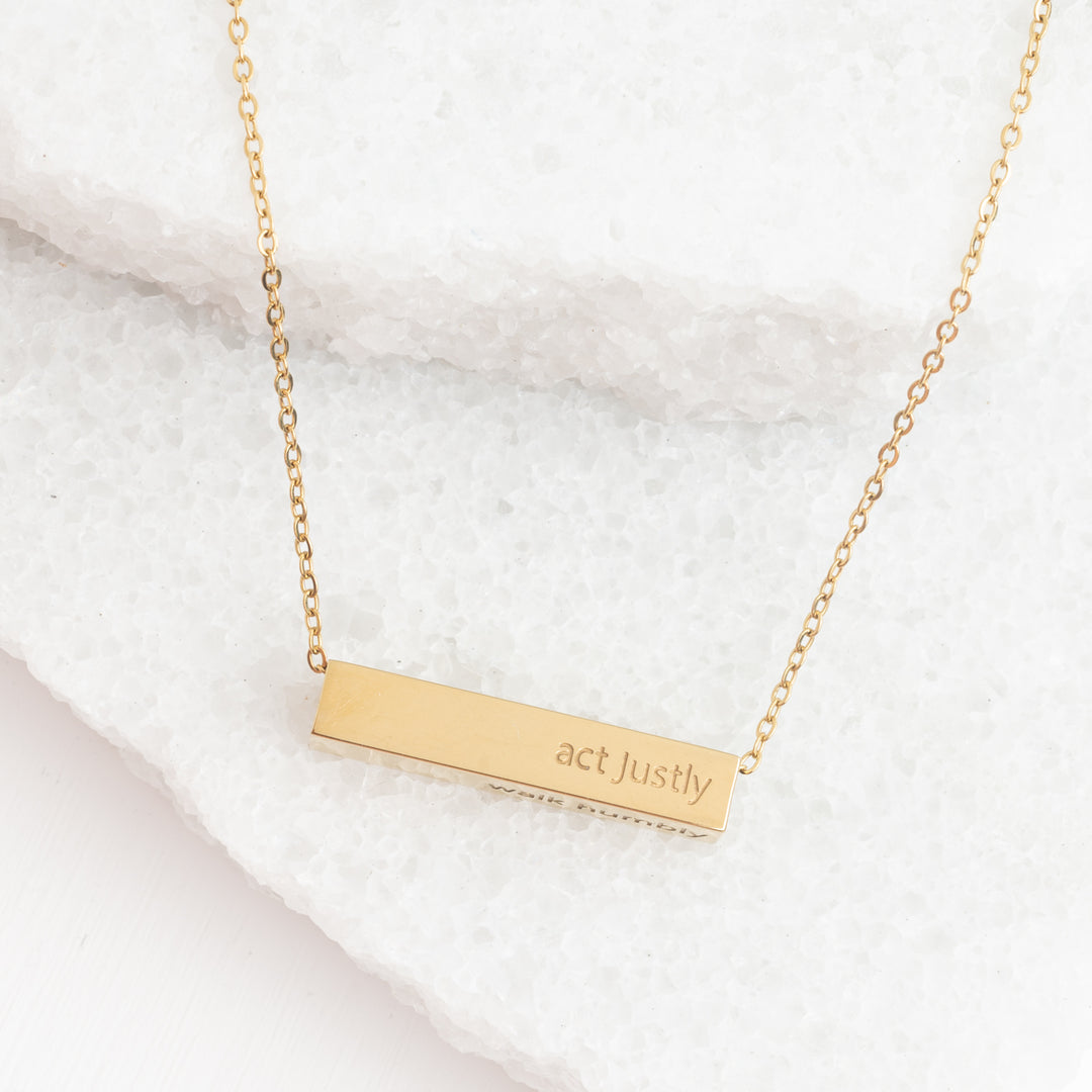 Walk Humbly Bar Necklace