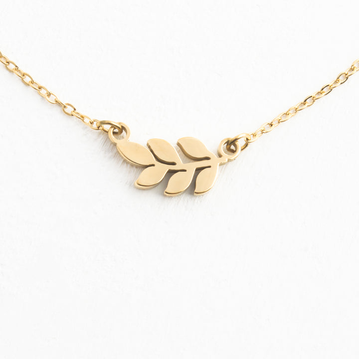 Rowen Leaf Necklace in Gold