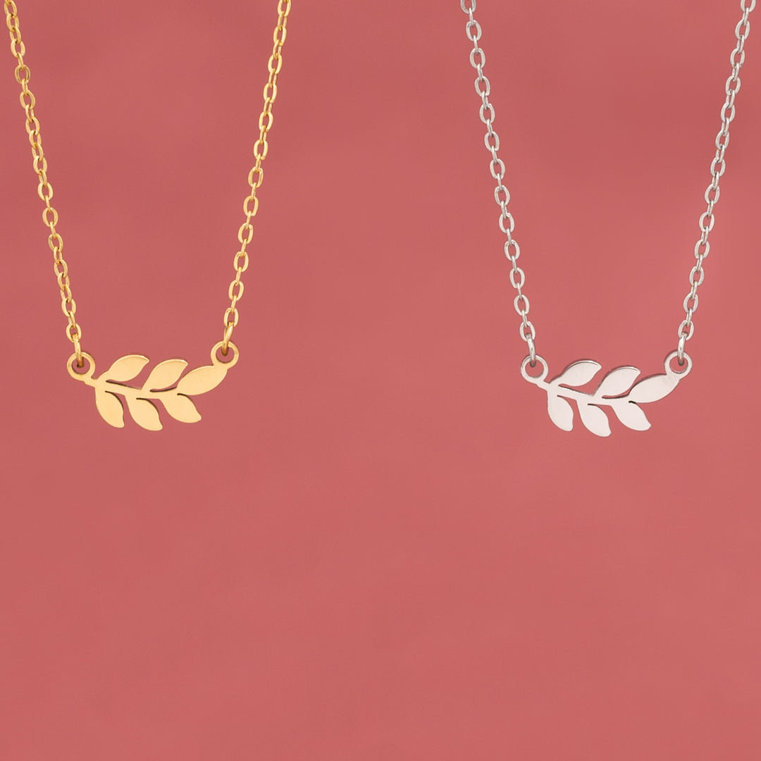 Rowen Leaf Necklace in Gold