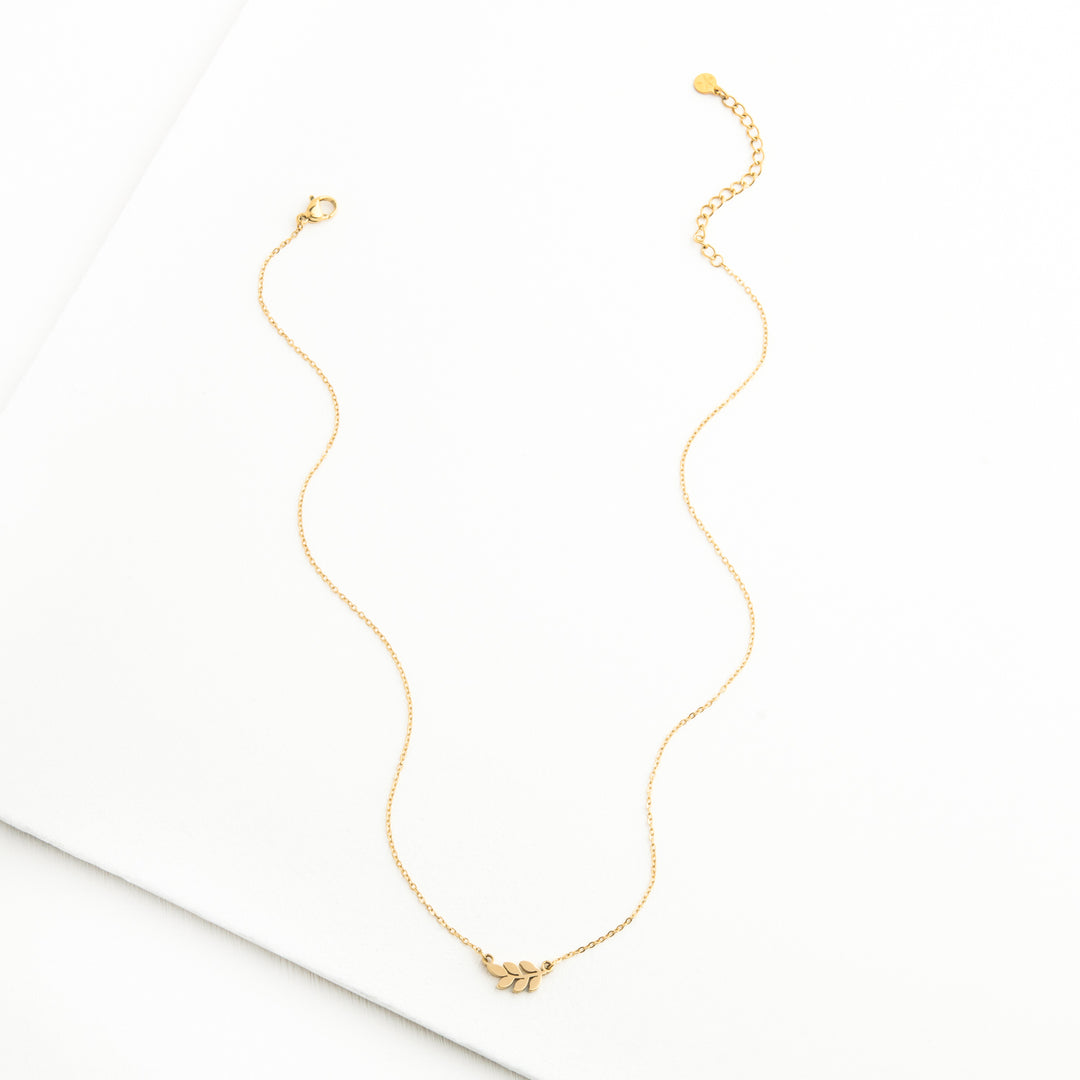 Rowen Leaf Necklace in Gold