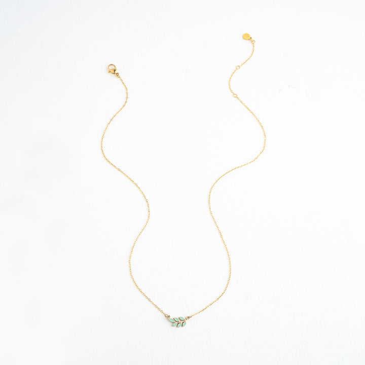 Rowen Leaf Necklace in Mint