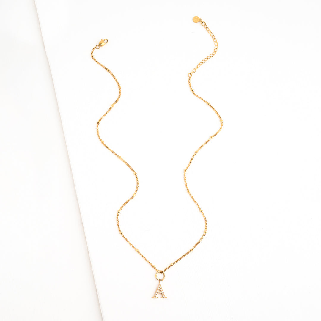 Initial Gold Necklace- Single Charm