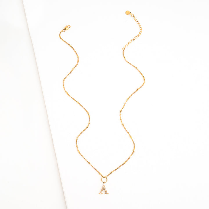 Initial Gold Necklace- Single Charm