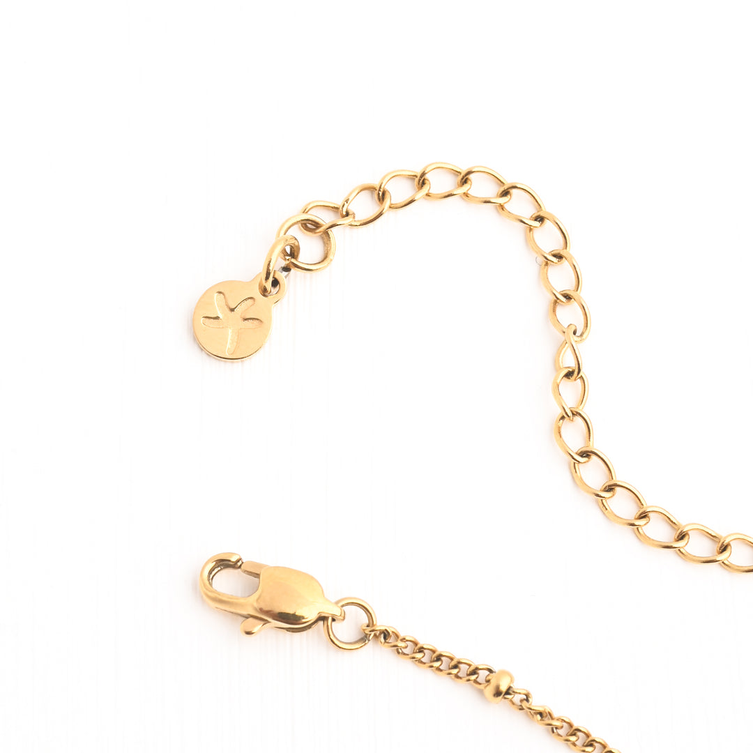 Initial Gold Necklace- Three Charms