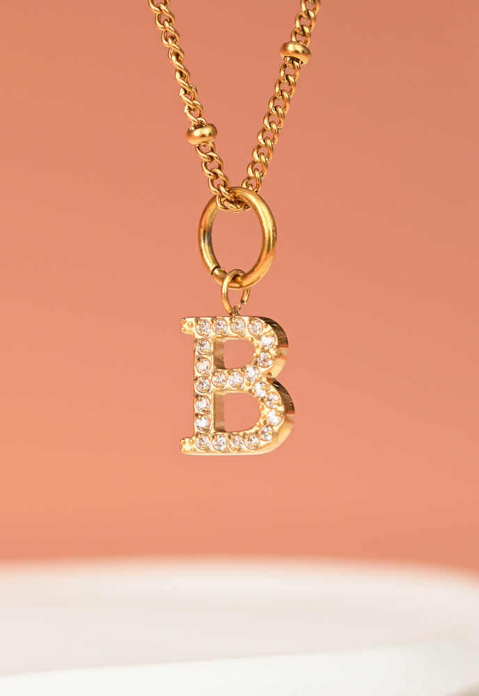Initial Gold Necklace- Single Charm