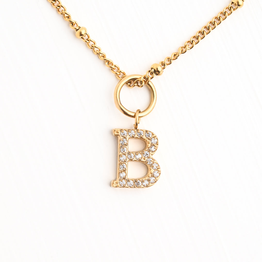 Initial Gold Necklace- Four Charms