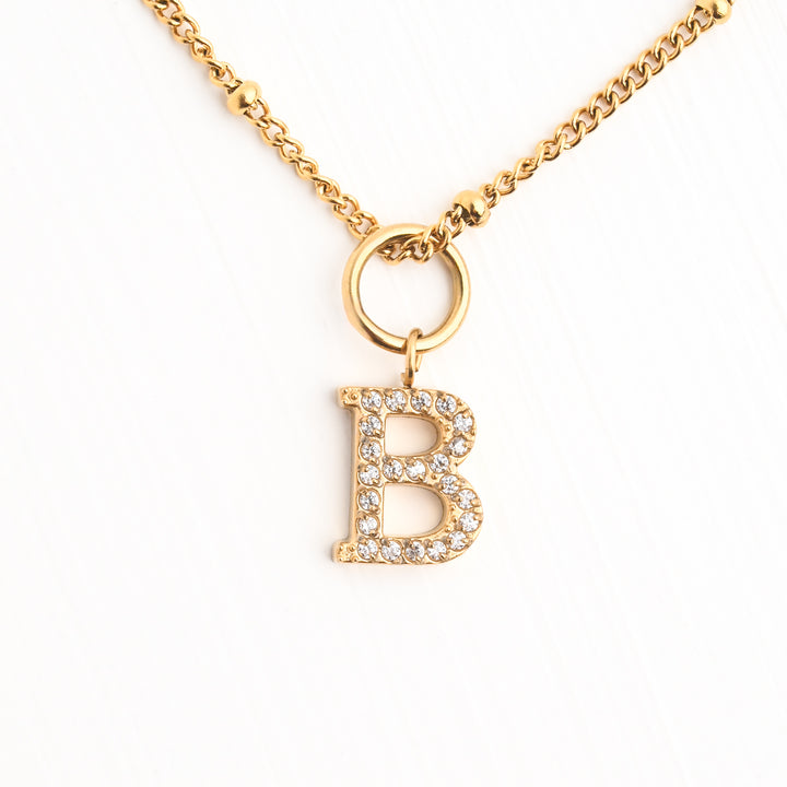 Initial Gold Necklace- Three Charms