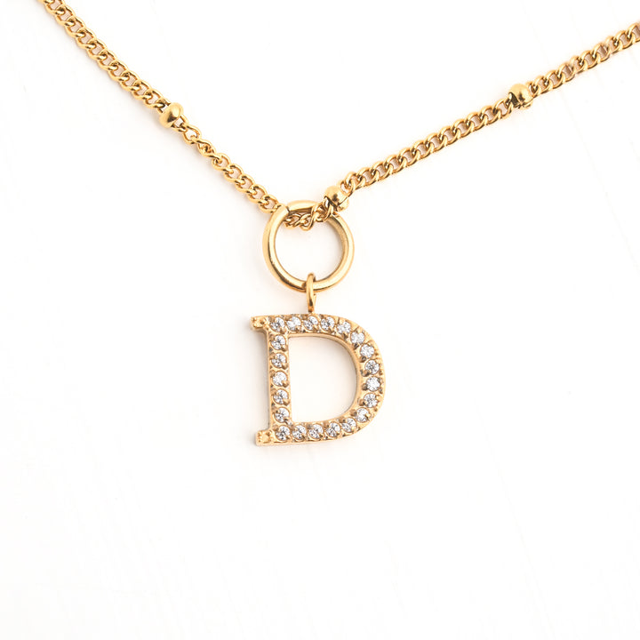 Initial Gold Necklace- Three Charms