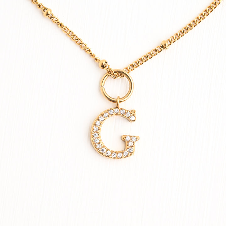 Initial Gold Necklace- Single Charm