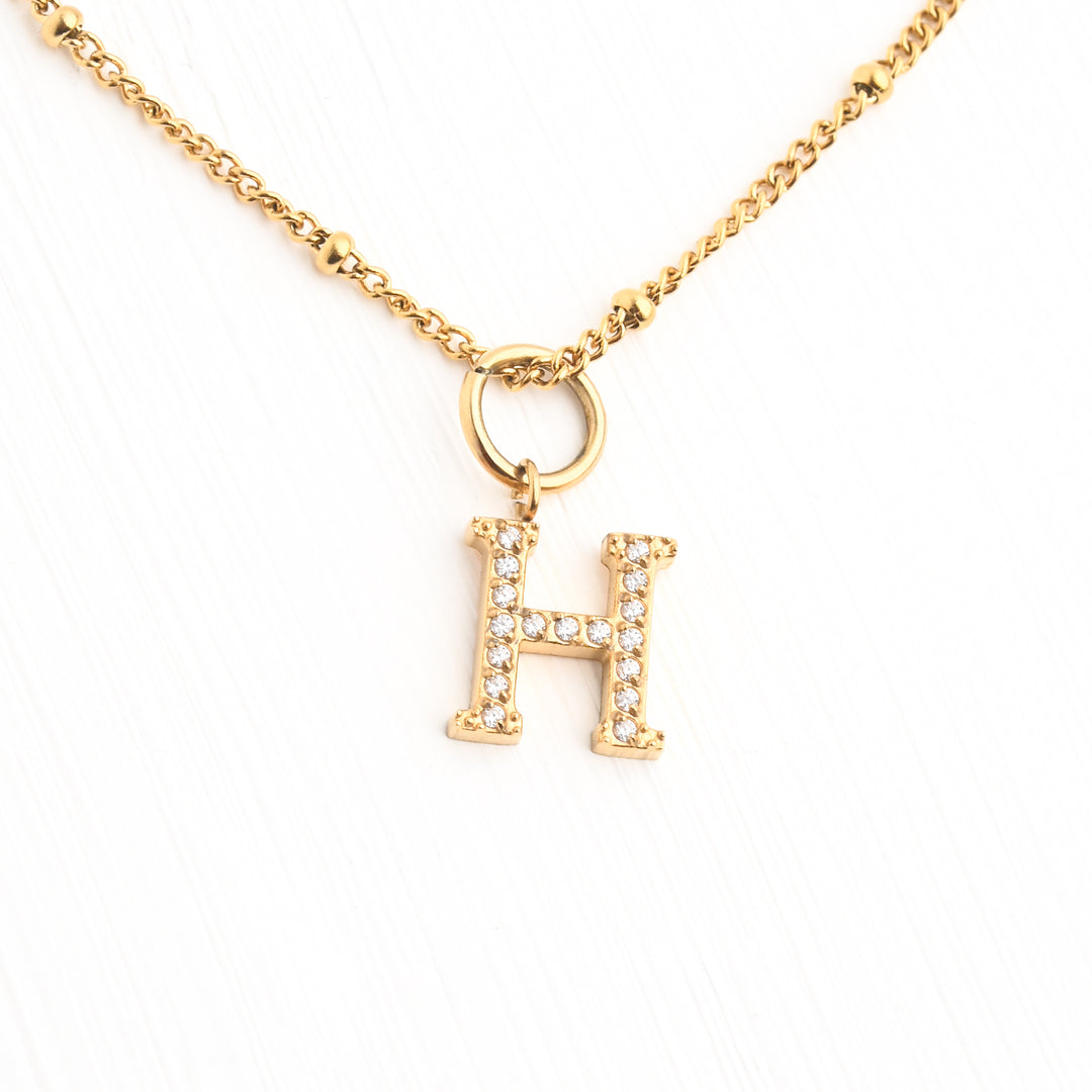 Initial Gold Necklace- Three Charms