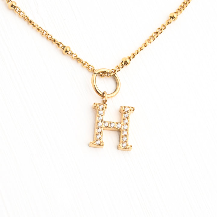 Initial Gold Necklace- Three Charms