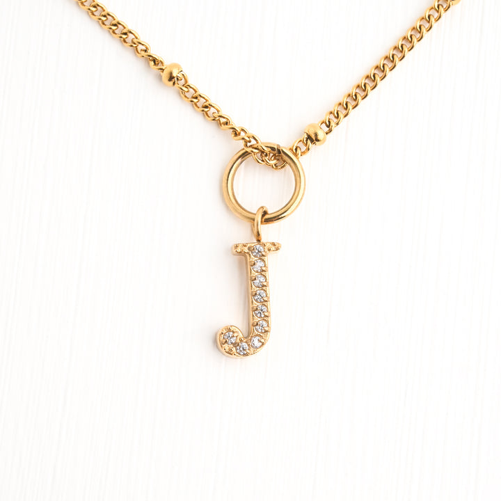 One Initial & One Birthstone Charm Gold Necklace Set