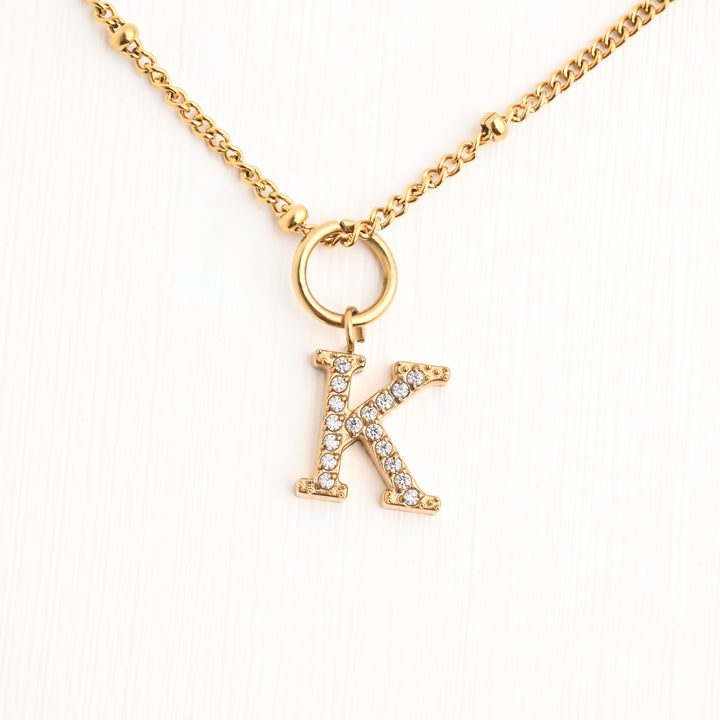 Initial Gold Necklace- Single Charm