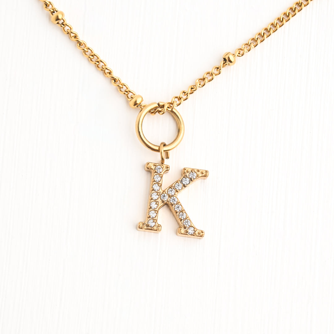 Initial Gold Necklace- Three Charms