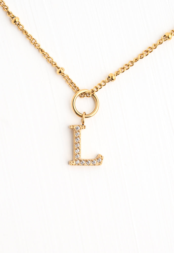 One Initial & One Birthstone Charm Gold Necklace Set