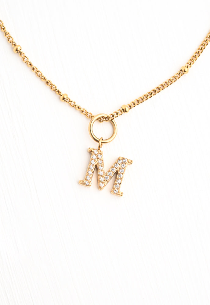 Initial Gold Necklace- Three Charms
