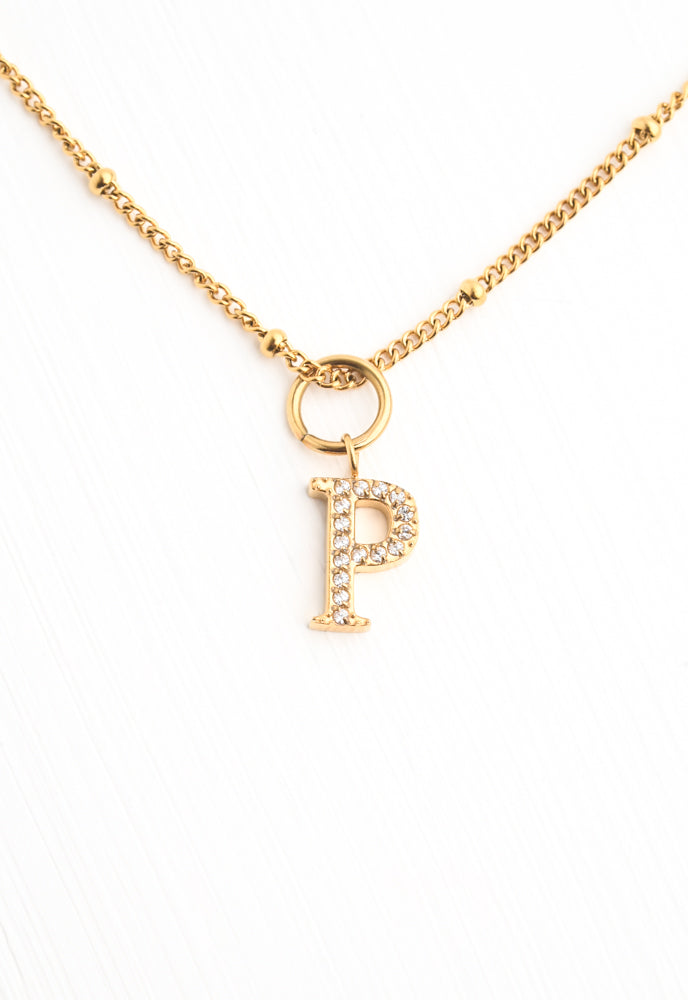 Initial Gold Necklace- Single Charm