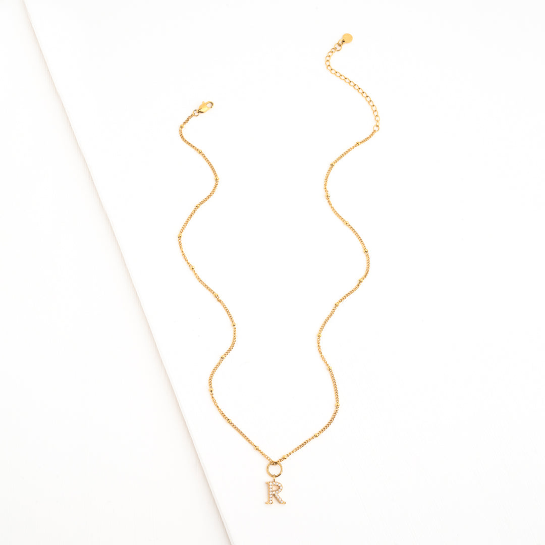 One Initial & One Birthstone Charm Gold Necklace Set