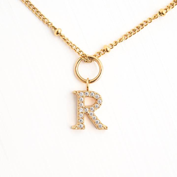 Initial Gold Necklace- Single Charm