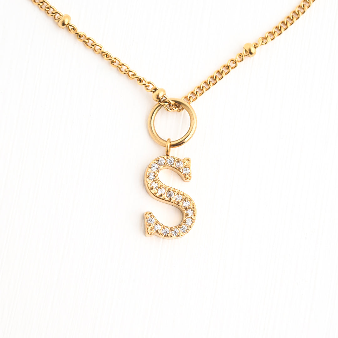 Initial Gold Necklace- Single Charm