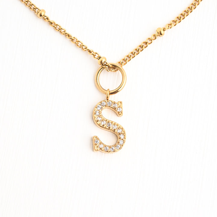 Initial Gold Necklace- Single Charm