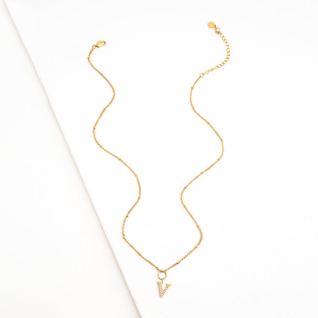 V Initial Kids Necklace