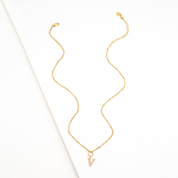 V Initial Kids Necklace