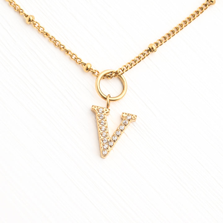 V Initial Kids Necklace