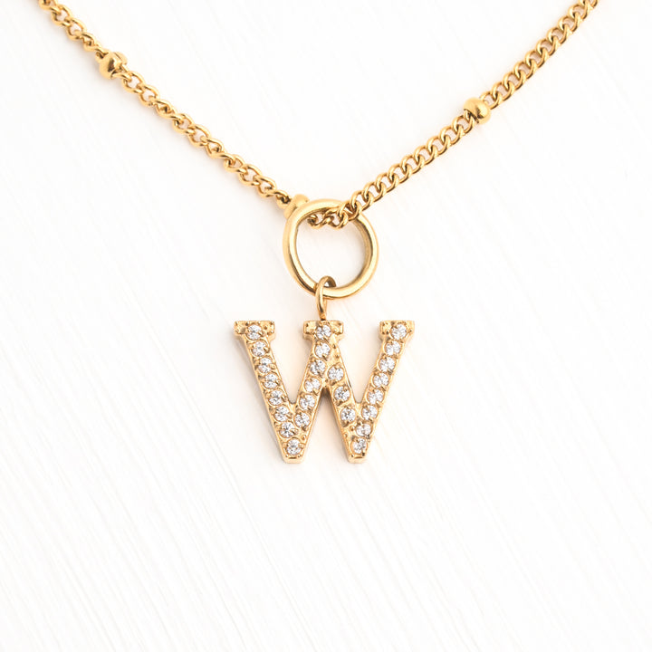 Two Initial & Two Birthstone Charms Gold Necklace Set