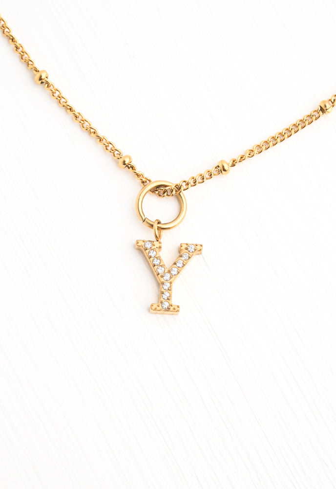 Initial Gold Necklace- Two Charms