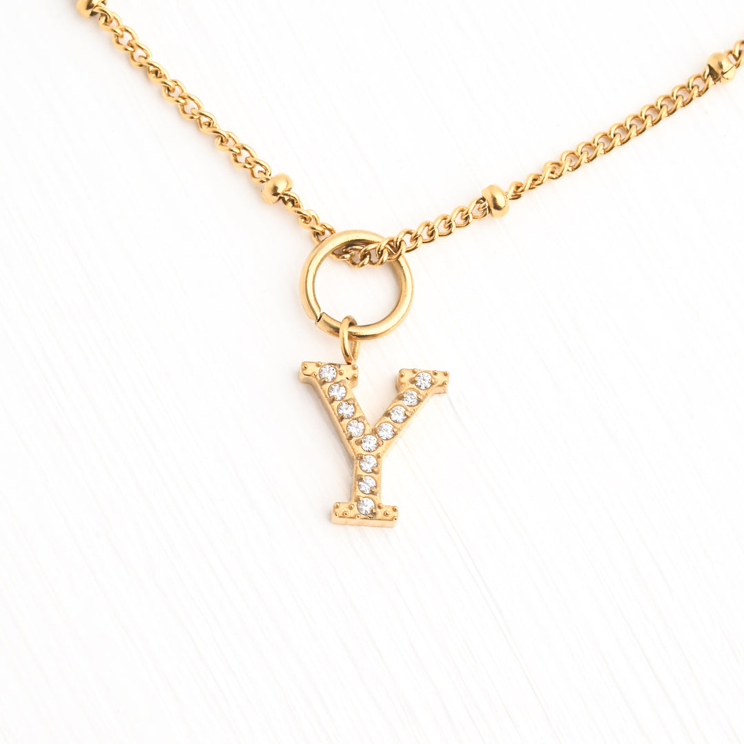 Initial Gold Necklace- Two Charms