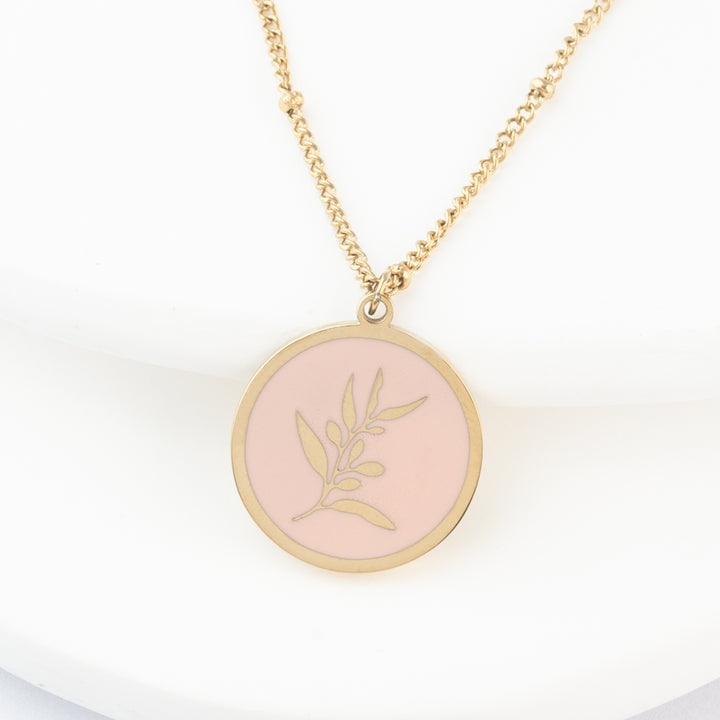 Resilience Leaf Necklace in Pink