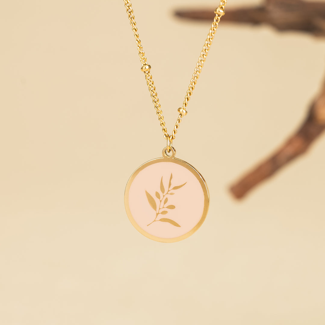 Resilience Leaf Necklace in Pink